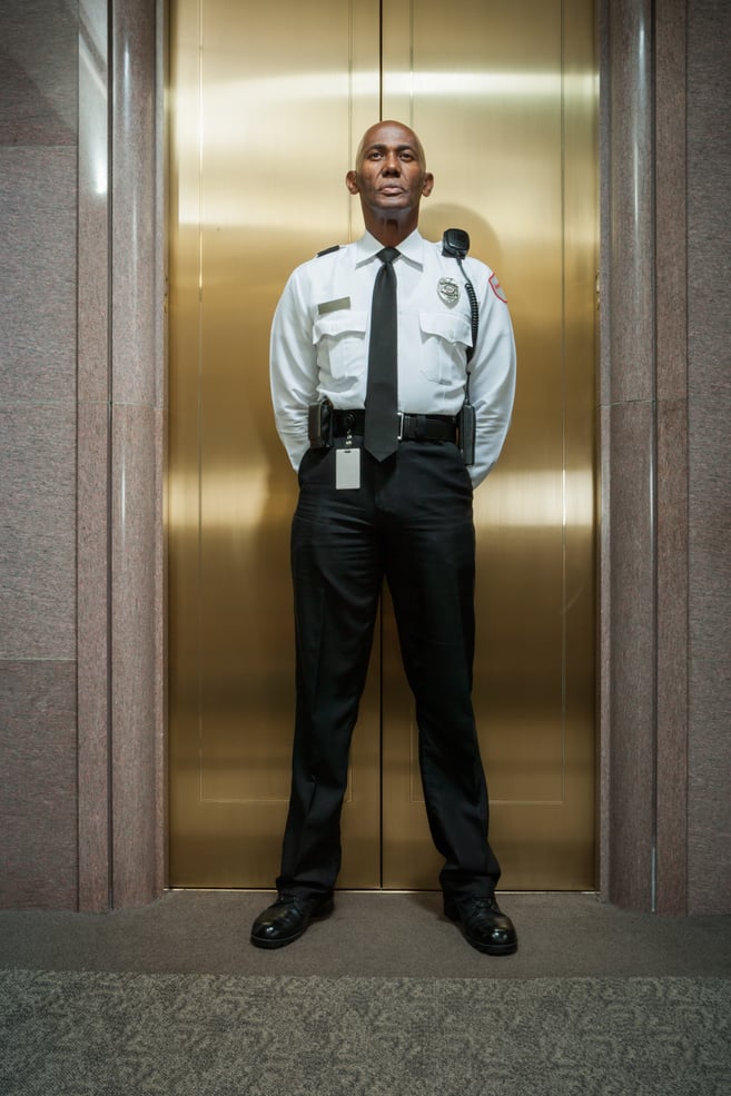 Security peronnel standing guard